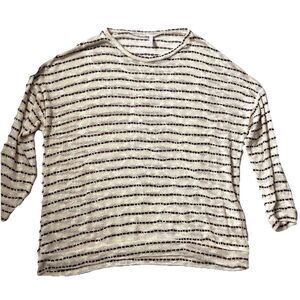 Pinkblush Maternity Sweater Womens S Cream Maroon Stripe Open Knit Lightweight